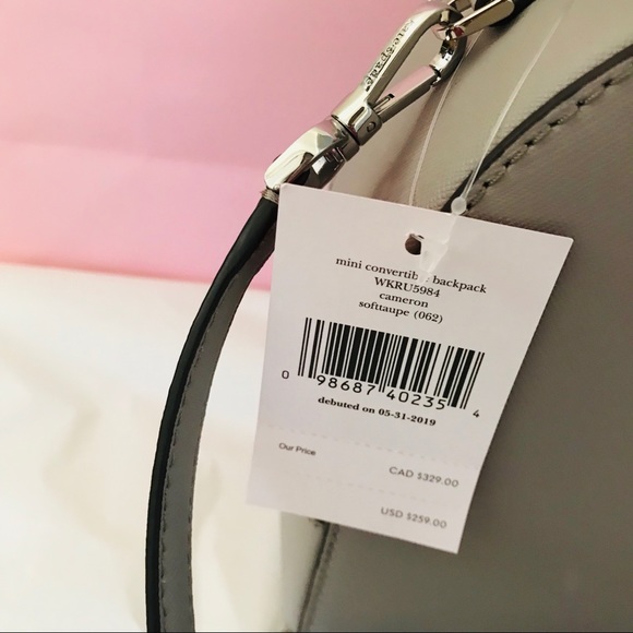 Mini Backpack Kate Spade convertible soft taupe - Picture 5 of 8